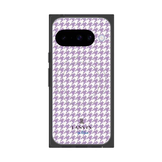 プレミアムスクエアケース with Pixelsnap［ Houndstooth Pattern Purple -with LANVIN en Bleu logo ランバン 千鳥格子柄 パープル ］
