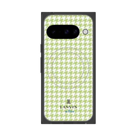 プレミアムスクエアケース with Pixelsnap［ Houndstooth Pattern Green with LANVIN en Bleu logo- ランバン 千鳥格子柄 グリーン ］