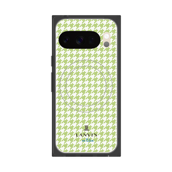 プレミアムスクエアケース with Pixelsnap［ Houndstooth Pattern Green with LANVIN en Bleu logo- ランバン 千鳥格子柄 グリーン ］