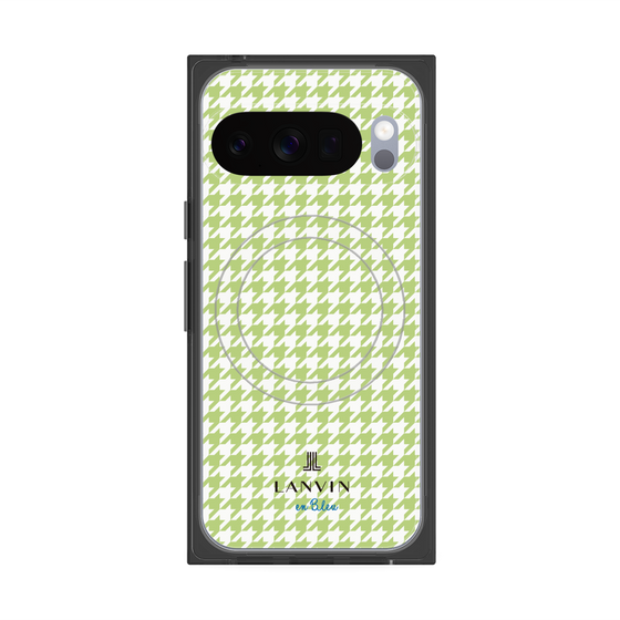 プレミアムスクエアケース with Pixelsnap［ Houndstooth Pattern Green with LANVIN en Bleu logo- ランバン 千鳥格子柄 グリーン ］