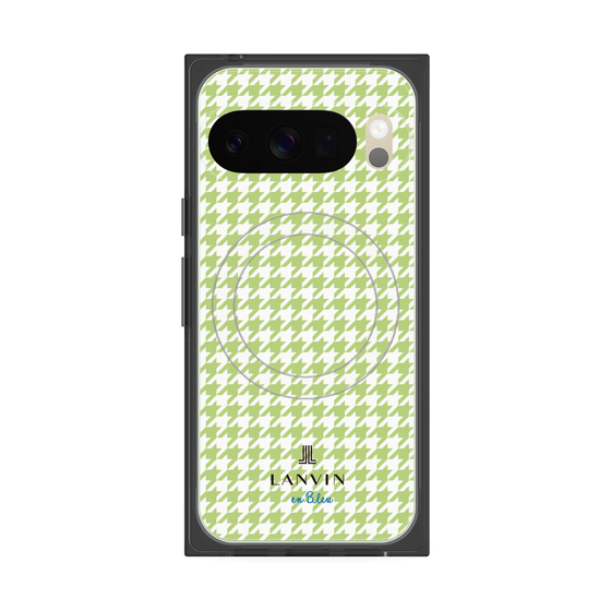 プレミアムスクエアケース with Pixelsnap［ Houndstooth Pattern Green with LANVIN en Bleu logo- ランバン 千鳥格子柄 グリーン ］