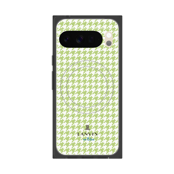 プレミアムスクエアケース with Pixelsnap［ Houndstooth Pattern Green with LANVIN en Bleu logo- ランバン 千鳥格子柄 グリーン ］