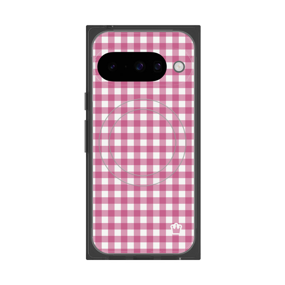 プレミアムスクエアケース with Pixelsnap［ Checkered Pink - ギンガムチェック ピンク ］