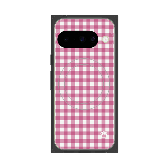 プレミアムスクエアケース with Pixelsnap［ Checkered Pink - ギンガムチェック ピンク ］