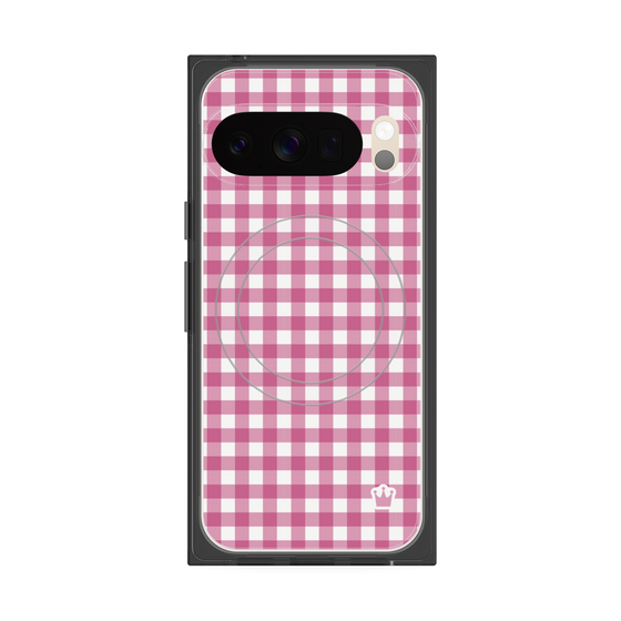 プレミアムスクエアケース with Pixelsnap［ Checkered Pink - ギンガムチェック ピンク ］