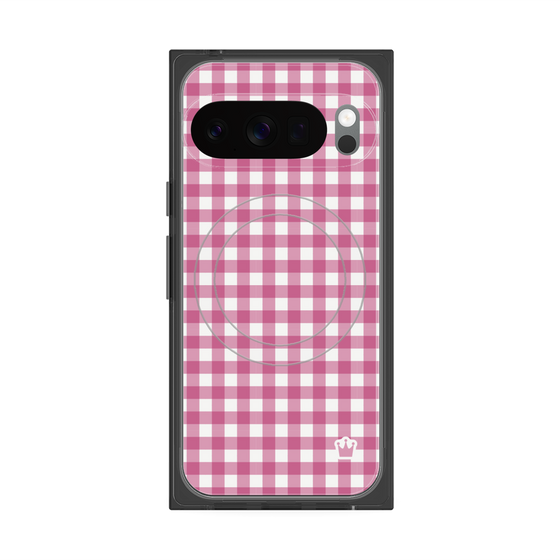 プレミアムスクエアケース with Pixelsnap［ Checkered Pink - ギンガムチェック ピンク ］