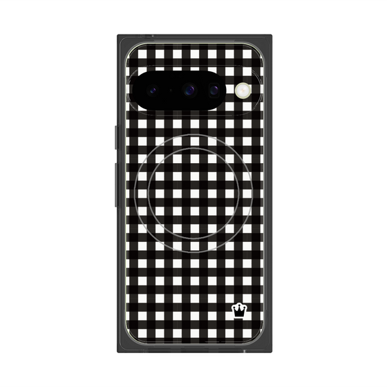 プレミアムスクエアケース with Pixelsnap［ Checkered Purple - ギンガムチェック ブラック ］