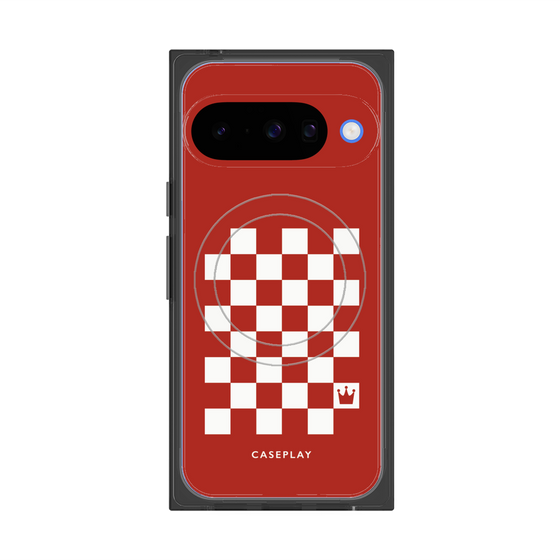 プレミアムスクエアケース with Pixelsnap［ Racing checkered flag Red - レーシングチェッカーフラッグ レッド ］