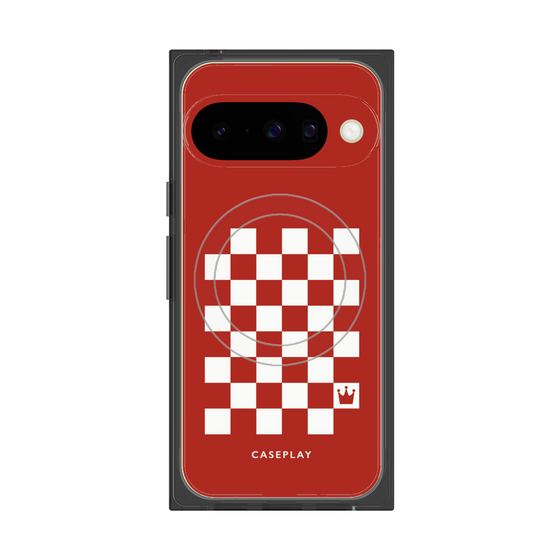 プレミアムスクエアケース with Pixelsnap［ Racing checkered flag Red - レーシングチェッカーフラッグ レッド ］