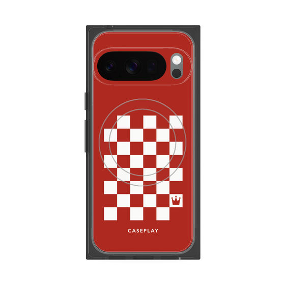 プレミアムスクエアケース with Pixelsnap［ Racing checkered flag Red - レーシングチェッカーフラッグ レッド ］