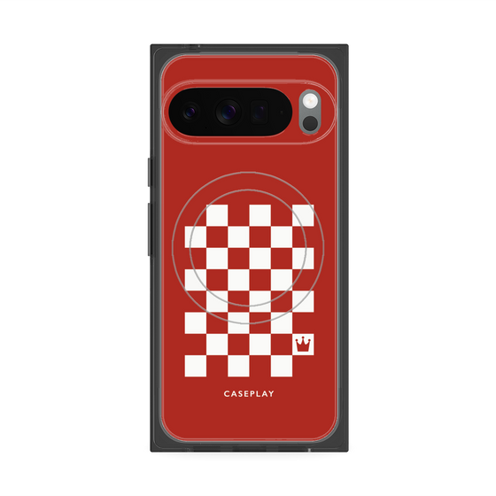 プレミアムスクエアケース with Pixelsnap［ Racing checkered flag Red - レーシングチェッカーフラッグ レッド ］