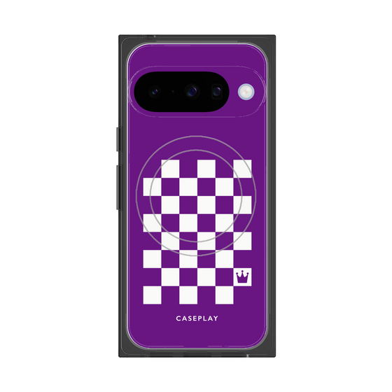 プレミアムスクエアケース with Pixelsnap［ Racing checkered flag Purple - レーシングチェッカーフラッグ パープル ］
