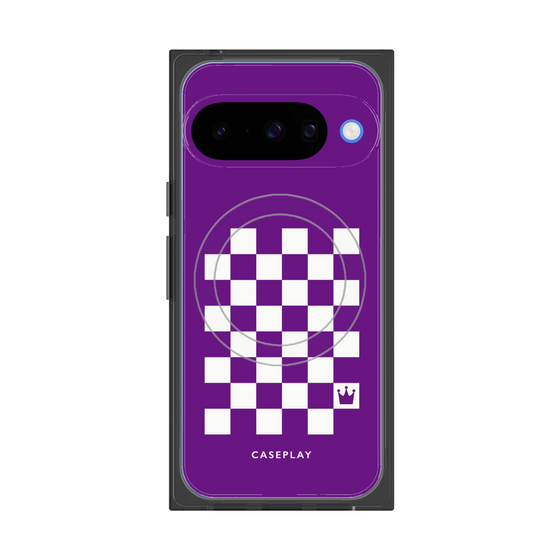 プレミアムスクエアケース with Pixelsnap［ Racing checkered flag Purple - レーシングチェッカーフラッグ パープル ］