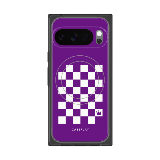 プレミアムスクエアケース with Pixelsnap［ Racing checkered flag Purple - レーシングチェッカーフラッグ パープル ］