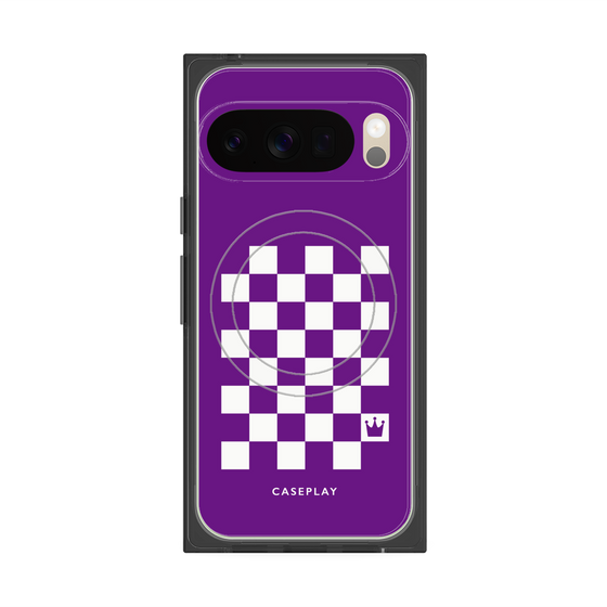 プレミアムスクエアケース with Pixelsnap［ Racing checkered flag Purple - レーシングチェッカーフラッグ パープル ］