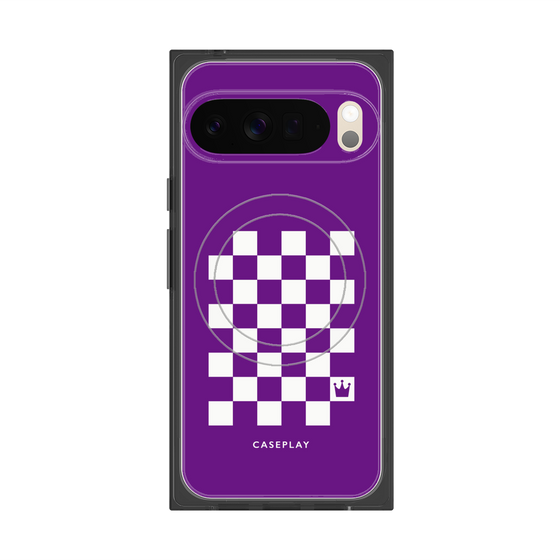 プレミアムスクエアケース with Pixelsnap［ Racing checkered flag Purple - レーシングチェッカーフラッグ パープル ］