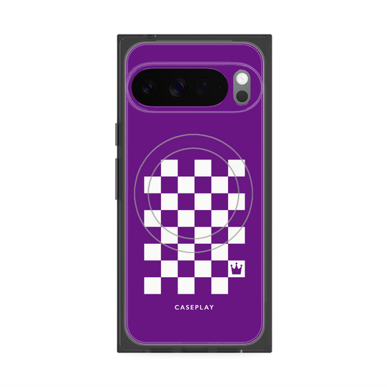 プレミアムスクエアケース with Pixelsnap［ Racing checkered flag Purple - レーシングチェッカーフラッグ パープル ］
