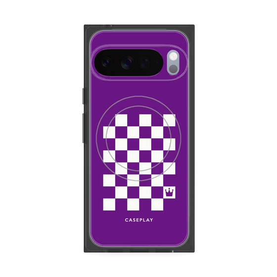 プレミアムスクエアケース with Pixelsnap［ Racing checkered flag Purple - レーシングチェッカーフラッグ パープル ］