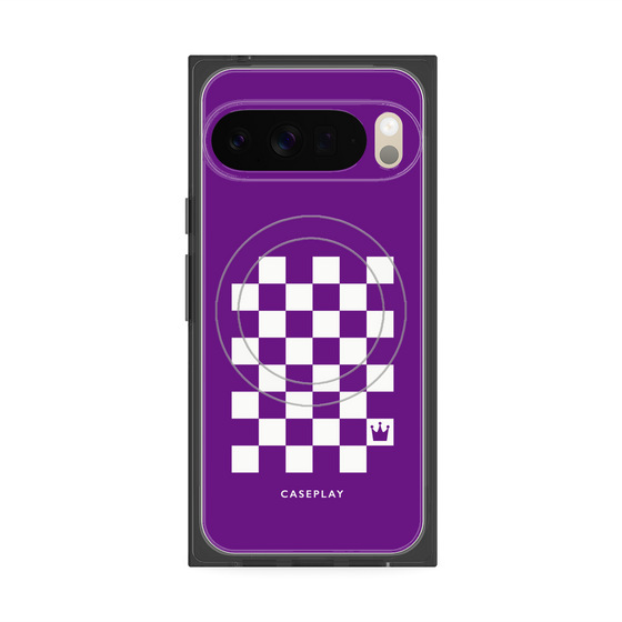 プレミアムスクエアケース with Pixelsnap［ Racing checkered flag Purple - レーシングチェッカーフラッグ パープル ］