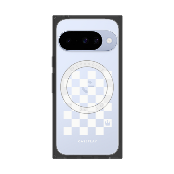 プレミアムスクエアケース with Pixelsnap［ Racing checkered flag White - レーシングチェッカーフラッグ ホワイト ］
