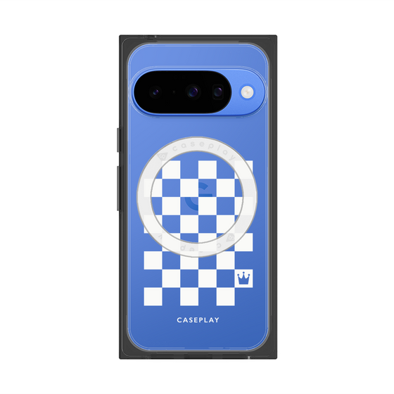プレミアムスクエアケース with Pixelsnap［ Racing checkered flag White - レーシングチェッカーフラッグ ホワイト ］