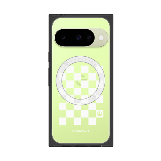 プレミアムスクエアケース with Pixelsnap［ Racing checkered flag White - レーシングチェッカーフラッグ ホワイト ］