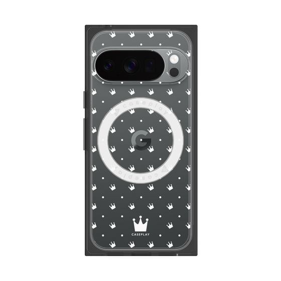 プレミアムスクエアケース with Pixelsnap［ CASEPLAY Crown dots White - ケースプレイ・クラウン・ドッツ ホワイト ］
