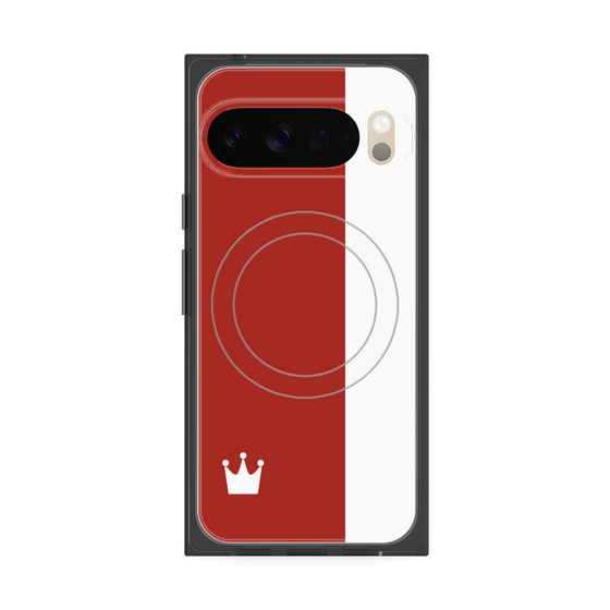プレミアムスクエアケース with Pixelsnap［ CASEPLAY Bi-Colors Red & White - ケースプレイ・バイカラー レッド＆ホワイト ］