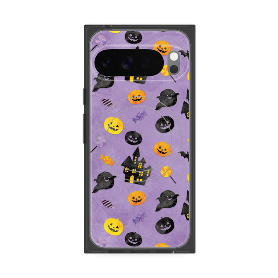 プレミアムスクエアケース with Pixelsnap［ Halloween Party - Purple ］