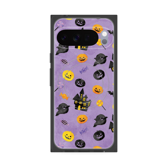 プレミアムスクエアケース with Pixelsnap［ Halloween Party - Purple ］