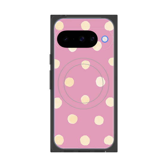 プレミアムスクエアケース with Pixelsnap［ 水彩ドット・レトロカラー - Pink ］