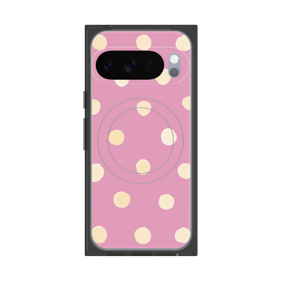 プレミアムスクエアケース with Pixelsnap［ 水彩ドット・レトロカラー - Pink ］