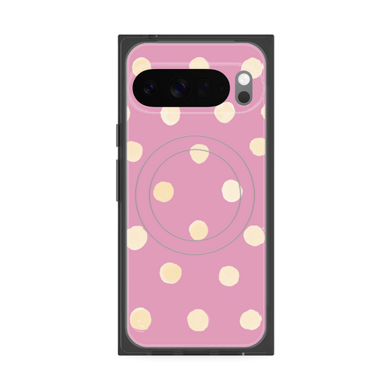 プレミアムスクエアケース with Pixelsnap［ 水彩ドット・レトロカラー - Pink ］