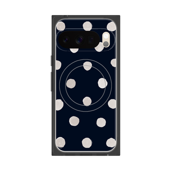 プレミアムスクエアケース with Pixelsnap［ 水彩ドット・レトロカラー - Navy ］