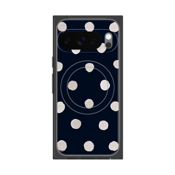 プレミアムスクエアケース with Pixelsnap［ 水彩ドット・レトロカラー - Navy ］