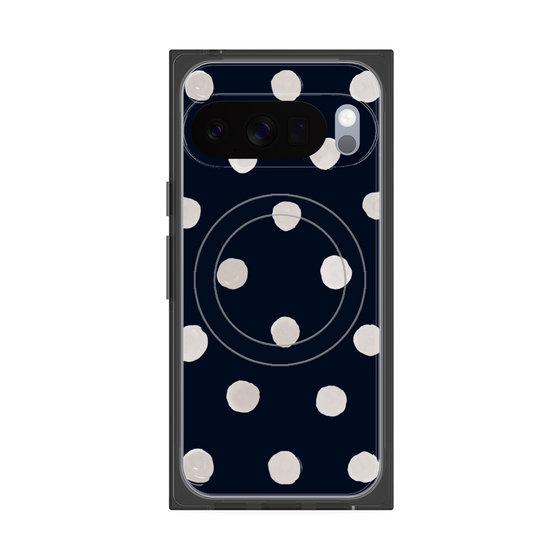 プレミアムスクエアケース with Pixelsnap［ 水彩ドット・レトロカラー - Navy ］