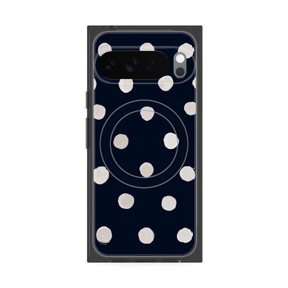 プレミアムスクエアケース with Pixelsnap［ 水彩ドット・レトロカラー - Navy ］