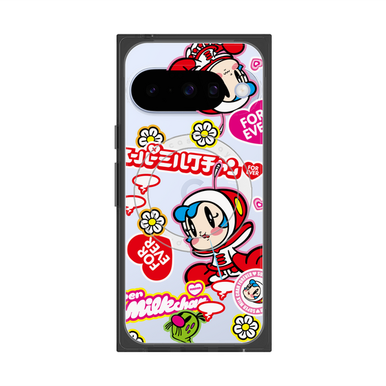 プレミアムスクエアケース with Pixelsnap［ スーパーミルクチャンFOREVER♥ - ロゴ＆キャラ ］
