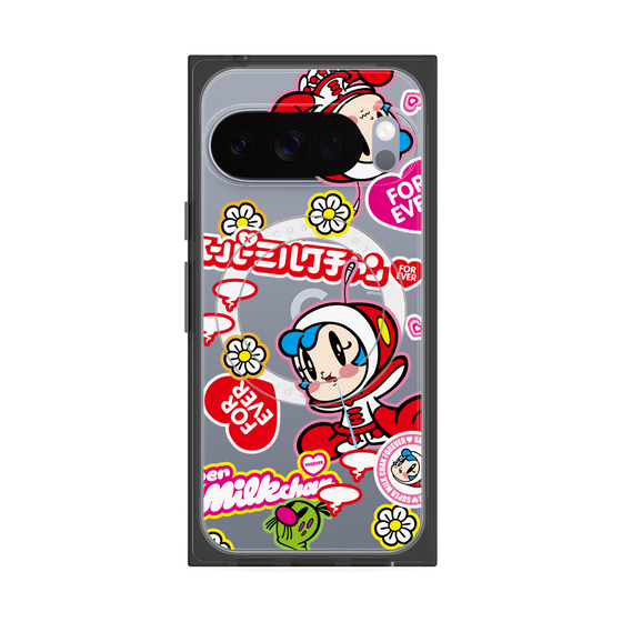 プレミアムスクエアケース with Pixelsnap［ スーパーミルクチャンFOREVER♥ - ロゴ＆キャラ ］