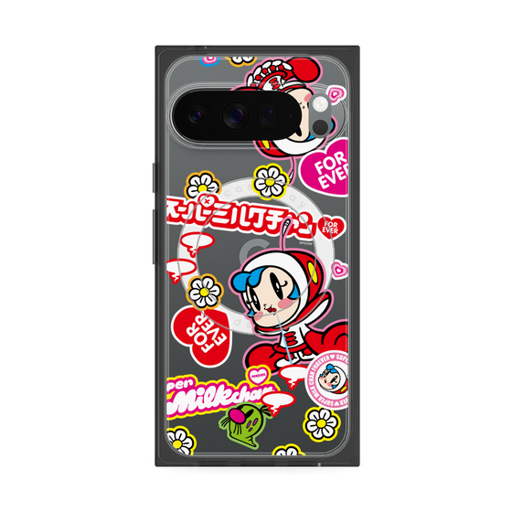 プレミアムスクエアケース with Pixelsnap［ スーパーミルクチャンFOREVER♥ - ロゴ＆キャラ ］