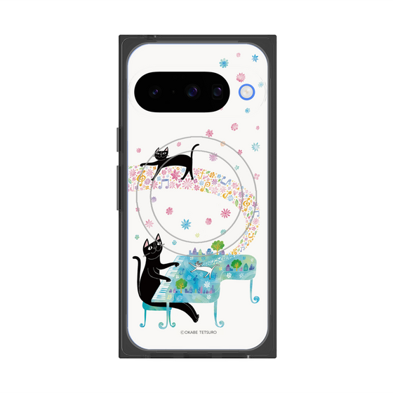 プレミアムスクエアケース with Pixelsnap［ おかべてつろう - 黒猫クロのとおりみち ］