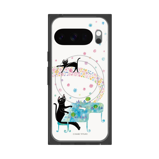 プレミアムスクエアケース with Pixelsnap［ おかべてつろう - 黒猫クロのとおりみち ］
