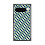 プレミアムスクエアケース with Pixelsnap［ Small Stripe - Navy × Green ］
