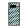 プレミアムスクエアケース with Pixelsnap［ Small Stripe - Navy × Green ］