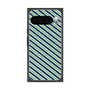 プレミアムスクエアケース with Pixelsnap［ Small Stripe - Navy × Green ］