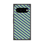 プレミアムスクエアケース with Pixelsnap［ Small Stripe - Navy × Green ］