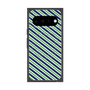 プレミアムスクエアケース with Pixelsnap［ Small Stripe - Navy × Green ］