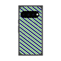 プレミアムスクエアケース with Pixelsnap［ Small Stripe - Navy × Green ］