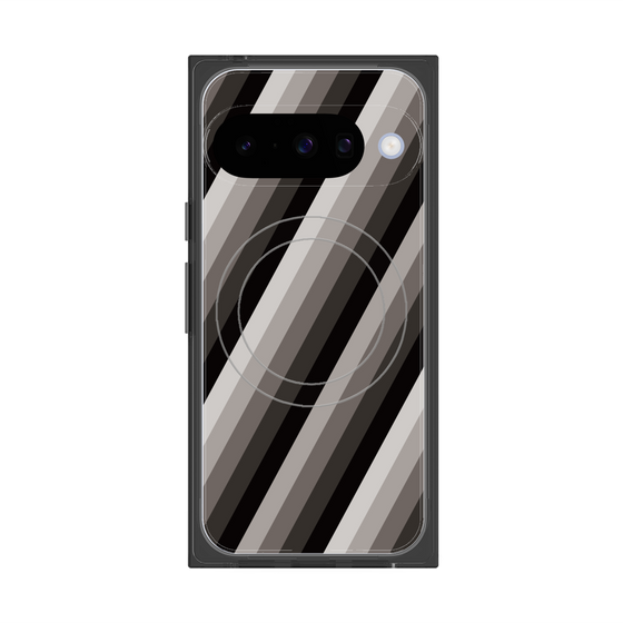 プレミアムスクエアケース with Pixelsnap［ Middle Stripe - Black ］