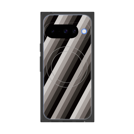 プレミアムスクエアケース with Pixelsnap［ Middle Stripe - Black ］